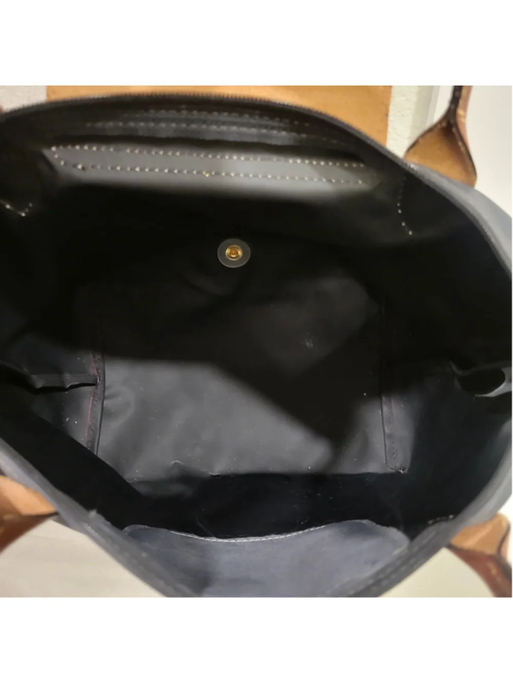 LONGCHAMP Women's Gray Pliage Medium Leather Trim Double Top Handle Satchel Bag